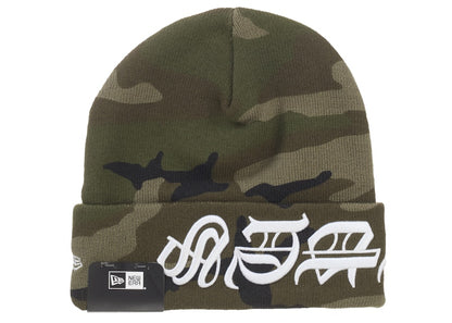 Supreme New Era Blackletter Beanie Woodland Camo