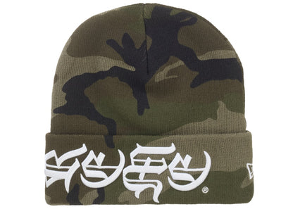 Supreme New Era Blackletter Beanie Woodland Camo