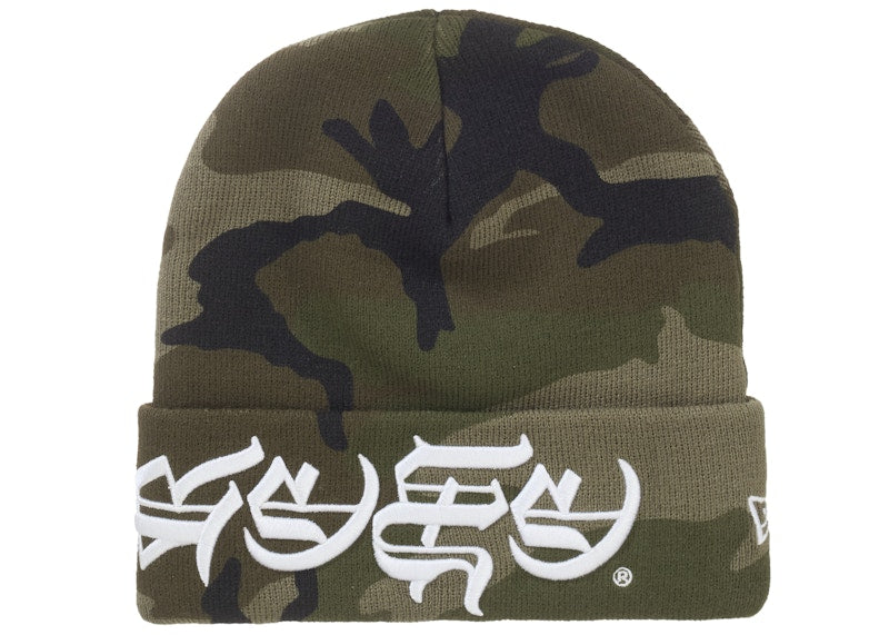 Supreme New Era Blackletter Beanie Woodland Camo