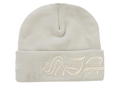 Supreme New Era Blackletter Beanie Stone