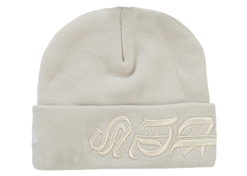 Supreme New Era Blackletter Beanie Stone