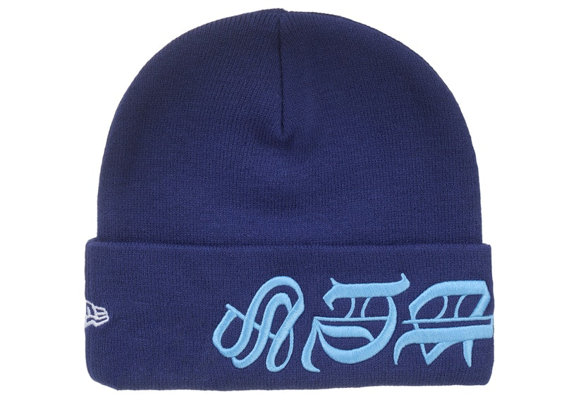 Supreme New Era Blackletter Beanie Washed Navy