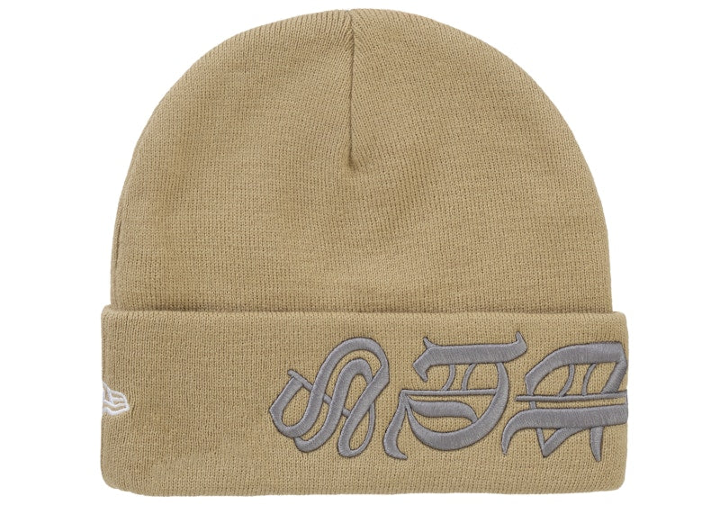 Supreme New Era Blackletter Beanie Tan