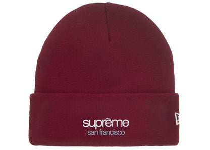Supreme New Era Classic Logo Shop Beanie Dark Red