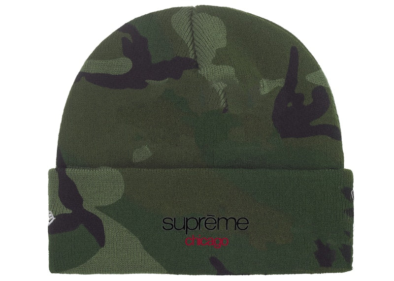 Supreme New Era Classic Logo Shop Beanie Woodland Camo