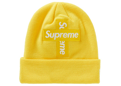 Supreme New Era Cross Box Logo Beanie Lemon
