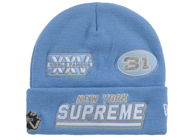 Supreme New Era Football Beanie Light Blue