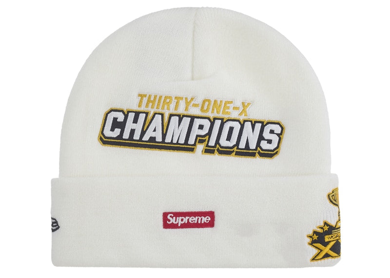 Supreme New Era Football Beanie White