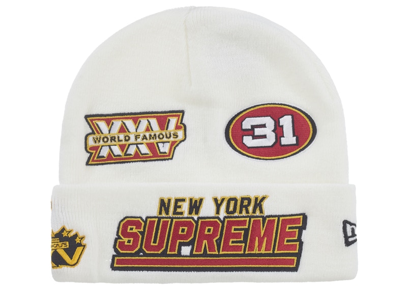 Supreme New Era Football Beanie White