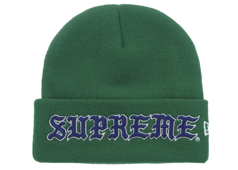 Supreme New Era Old English Beanie Green