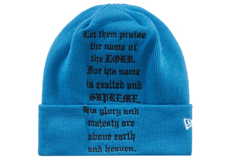 Supreme New Era Psalm Beanie Light Slate