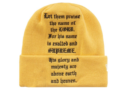 Supreme New Era Psalm Beanie Yellow
