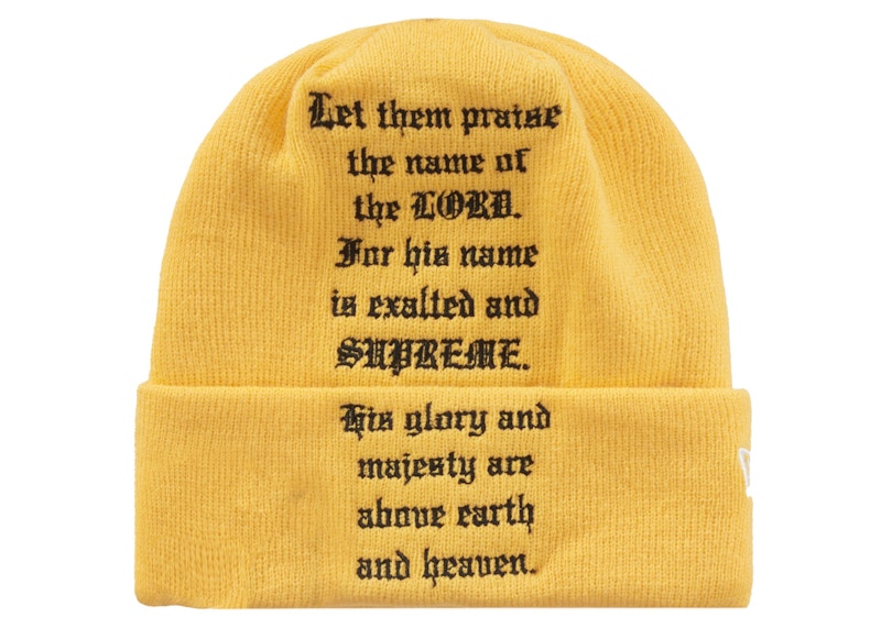 Supreme New Era Psalm Beanie Yellow