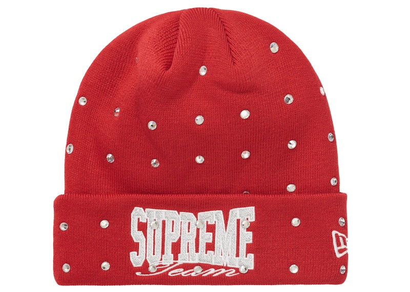 Supreme New Era Rhinestone Beanie Burnt Red