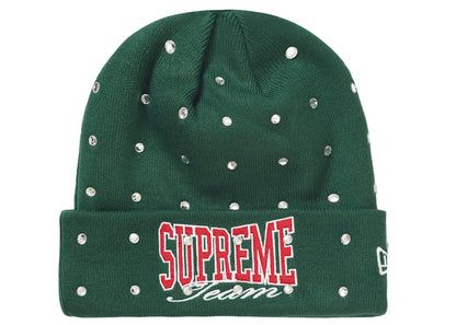 Supreme New Era Rhinestone Beanie Dark Green