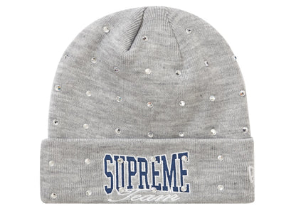 Supreme New Era Rhinestone Beanie Heather Grey
