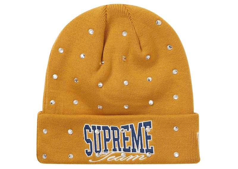 Supreme New Era Rhinestone Beanie Light Mustard