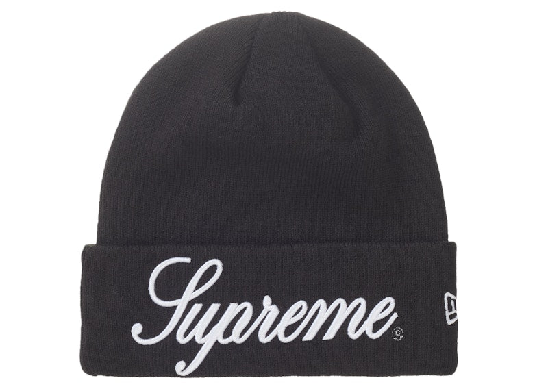 Supreme New Era Script Beanie Black