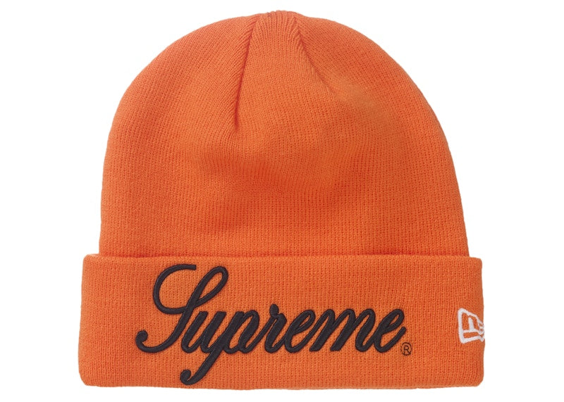 Supreme New Era Script Beanie Orange