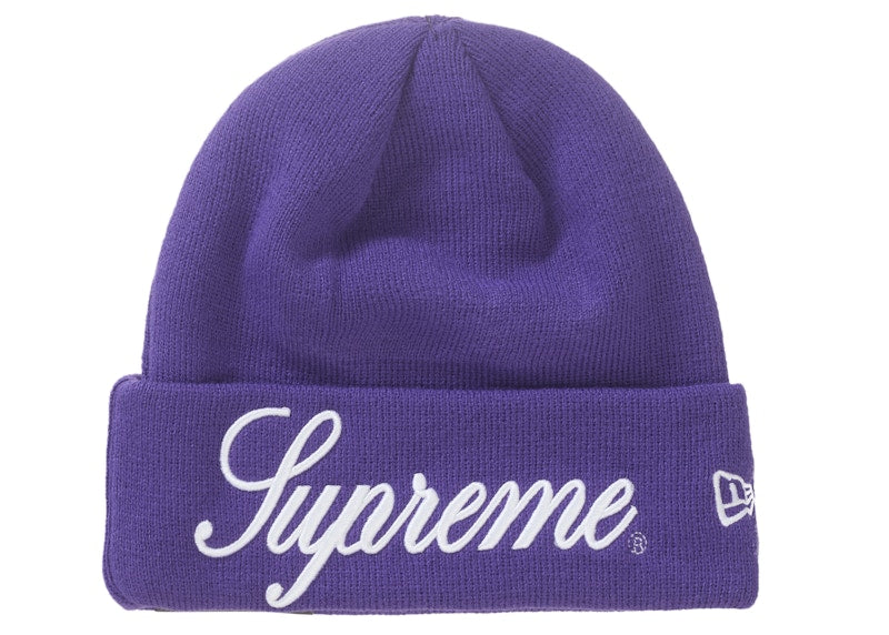 Supreme New Era Script Beanie Purple