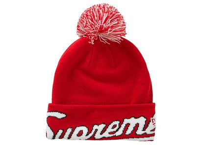Supreme New Era Script Cuff Beanie Red