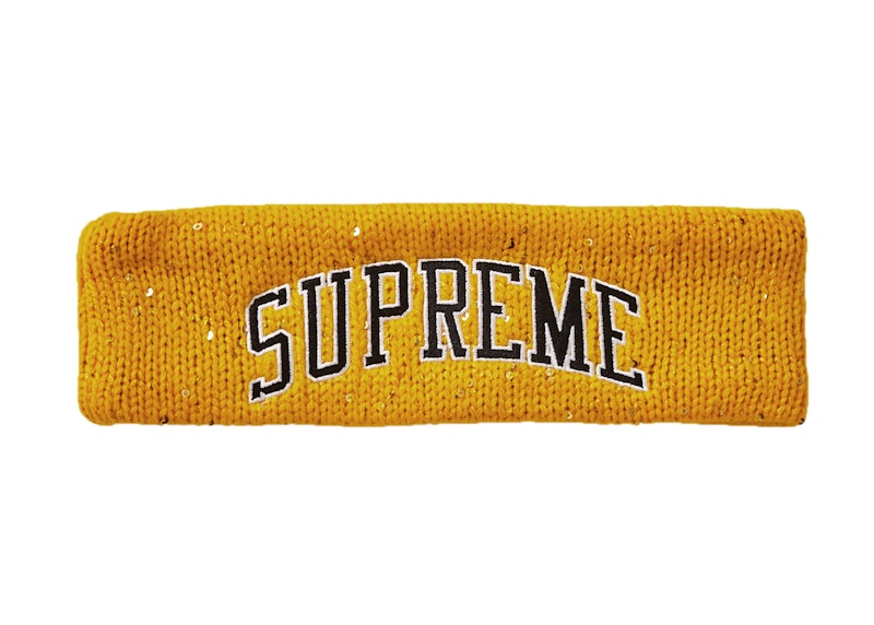 Supreme New Era Sequin Arc Logo Headband Yellow