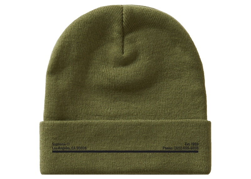 Supreme New Era Shop Beanie Light Olive Los Angeles