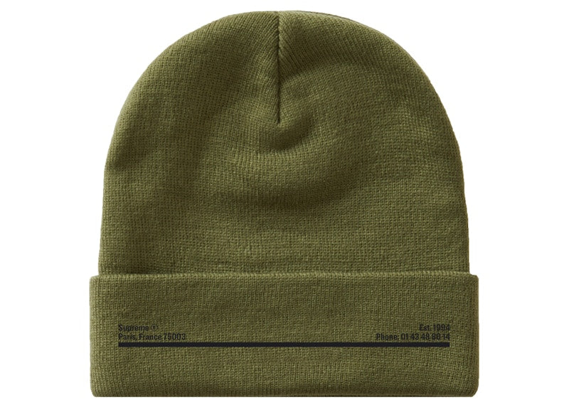 Supreme New Era Shop Beanie Light Olive Paris