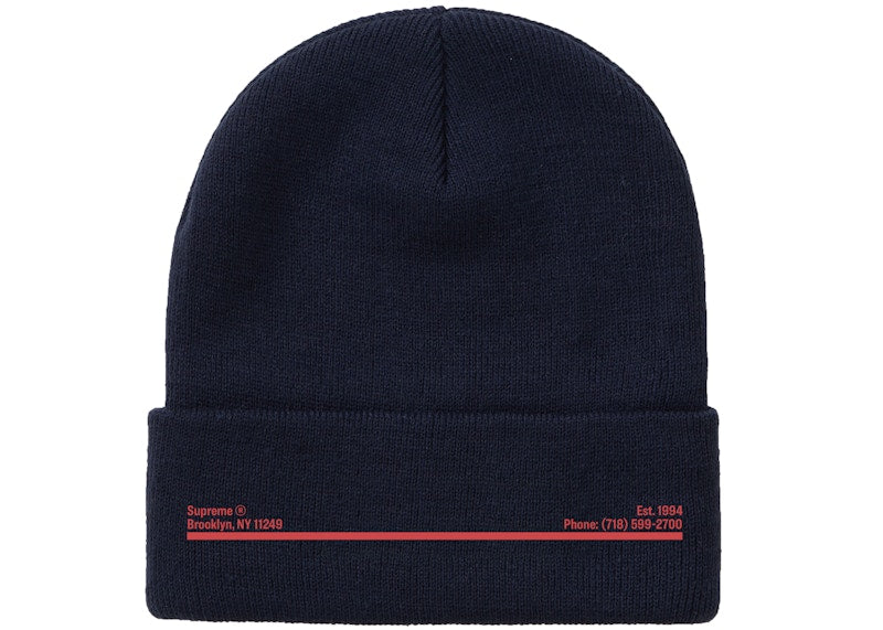 Supreme New Era Shop Beanie Navy Brooklyn