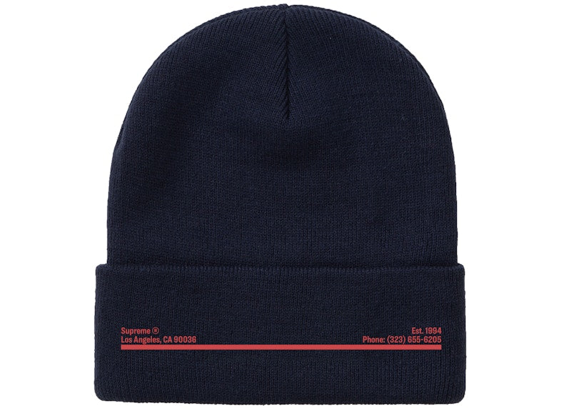 Supreme New Era Shop Beanie Navy Los Angeles