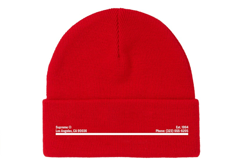 Supreme New Era Shop Beanie Red Los Angeles
