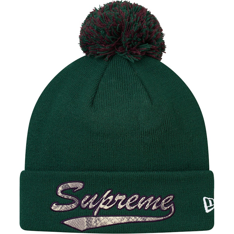 Supreme New Era Snake Script Beanie Dark Green