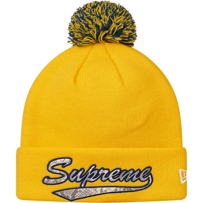 Supreme New Era Snake Script Beanie Yellow