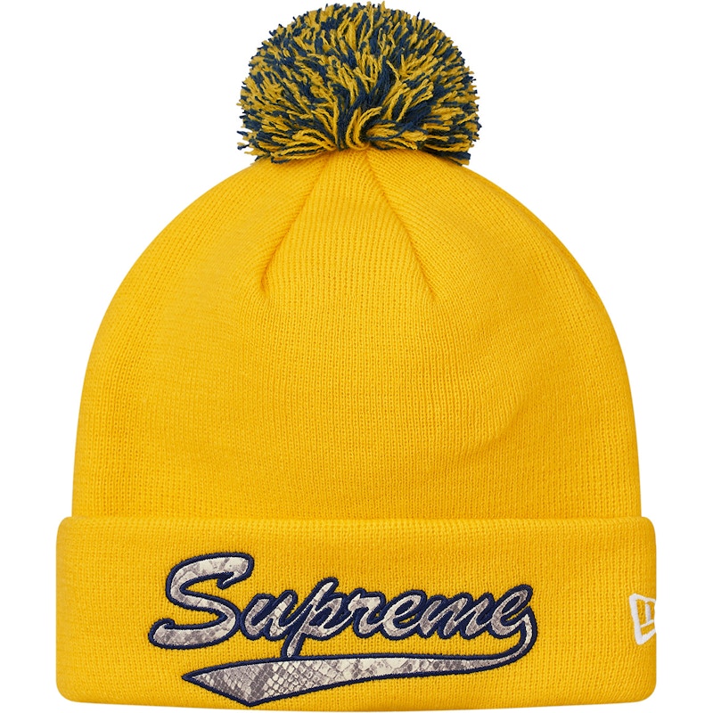 Supreme New Era Snake Script Beanie Yellow