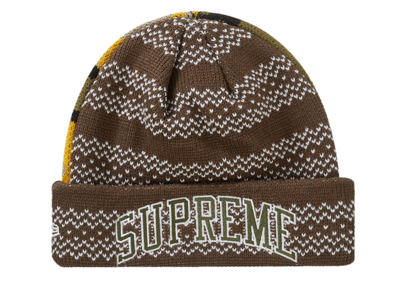Supreme New Era Split Beanie Brown
