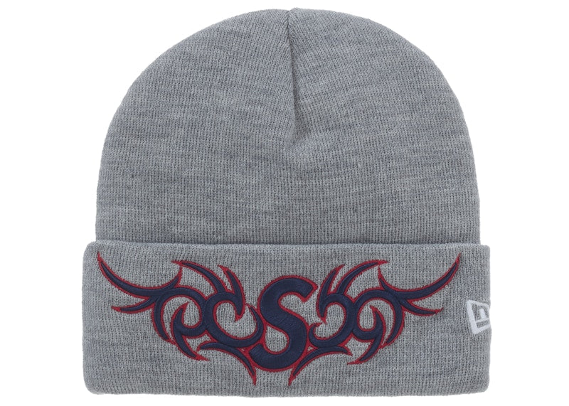 Supreme New Era Tribal S Logo Beanie Heather Grey
