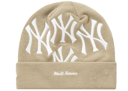 Supreme New York Yankees New Era Box Logo Beanie Tan