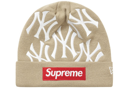Supreme New York Yankees New Era Box Logo Beanie Tan