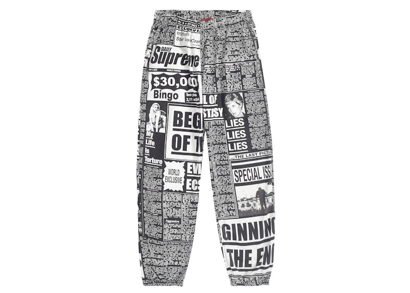Supreme Newsprint Skate Pant Black