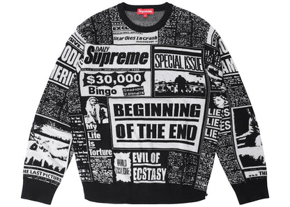 Supreme Newsprint Sweater Black