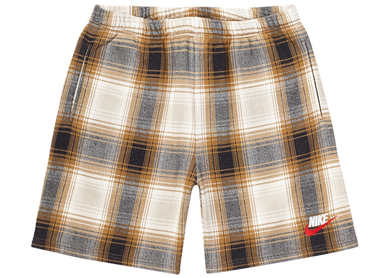 Supreme Nike Plaid Sweatshort Mustard