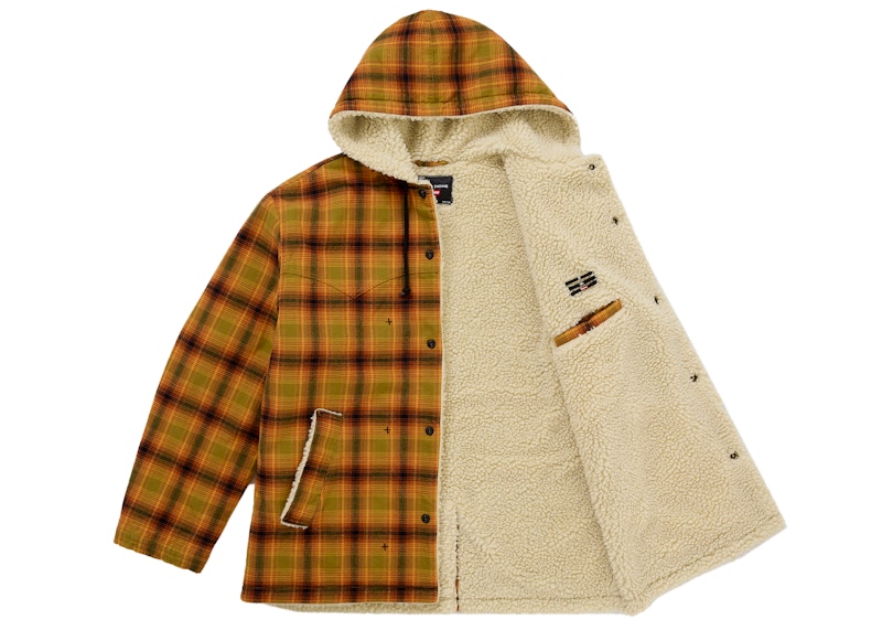 Supreme Number (N)ine Faux Shearling Hooded Coat Brown