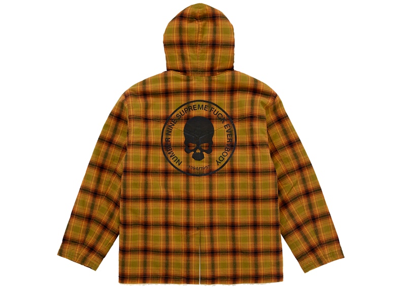 Supreme Number (N)ine Faux Shearling Hooded Coat Brown