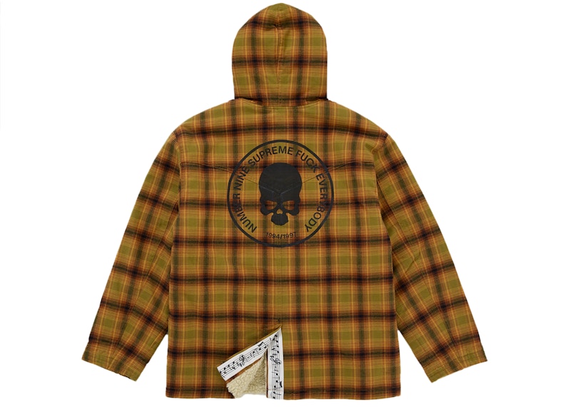 Supreme Number (N)ine Faux Shearling Hooded Coat Brown