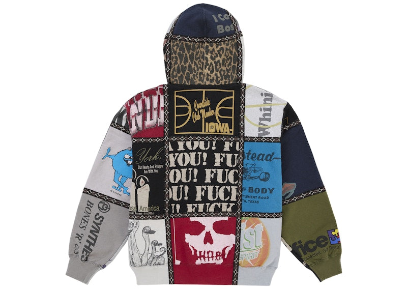 Supreme Number (N)ine Patchwork Zip Up Hooded Sweatshirt Multicolor