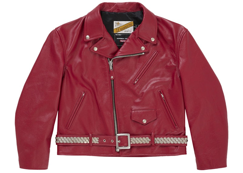 Supreme Number (N)ine Schott Perfecto Leather Jacket Red