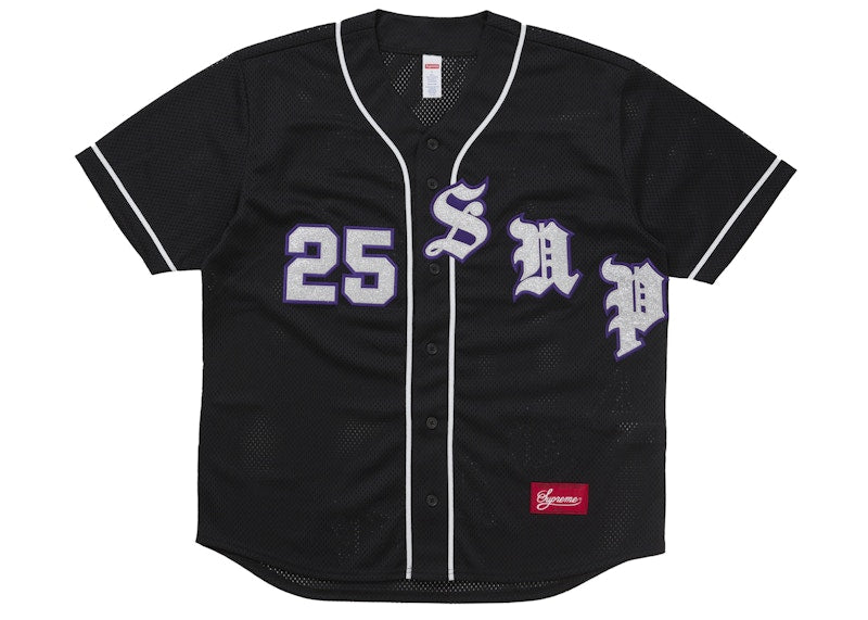 Supreme Old English Baseball Jersey Black