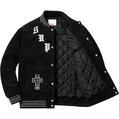 Supreme Old English Corduroy Varsity Jacket Black
