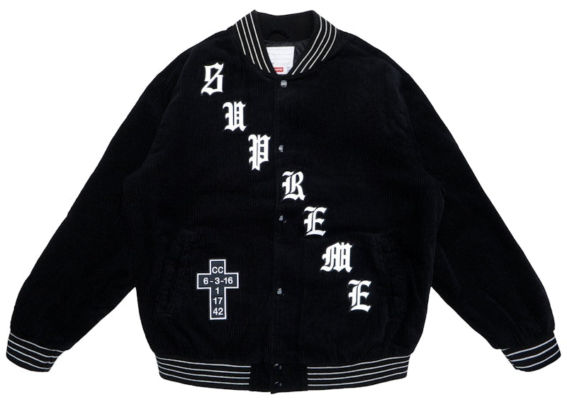 Supreme Old English Corduroy Varsity Jacket Black