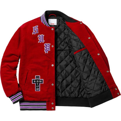 Supreme Old English Corduroy Varsity Jacket Red